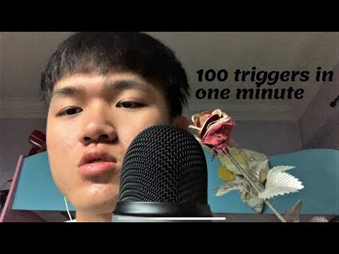 100 TRIGGERS IN ONE MINUTE ASMR (Tapping, Opening caps , mouth sounds and etc)