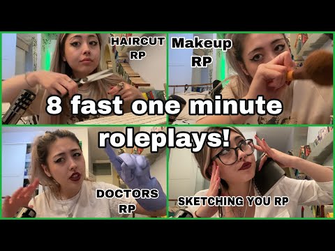 8 ONE MINUTE FAST & AGGRESSIVE ROLEPLAYS! - haircut, makeup, sketching , measuring etc …