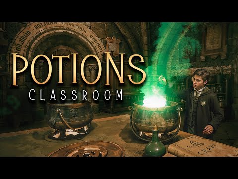 ₊˚⚗️ Potions Classroom ✨⊹ Hogwarts Ambience & Soft Music ⊹ Potion Brewing Sounds