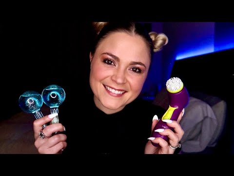 ASMR | Best Friend Does Your Skincare, Eyebrow Plucking & Hair Brushing | Layered Sounds