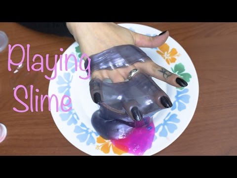ASMR Play with Slime - Squishing & Sticky Sounds - Whisper (Eng)