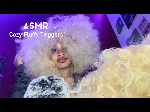 ASMR Cozy Fluffy Triggers for Sleep, fuzzy, fluffy cover, wig, hair, bug searching, mic brushing