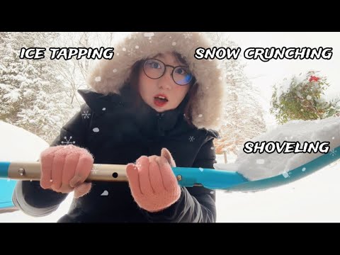 Chaotic SNOW ASMR ❄️☃️ snow crunching, ice scratching, shoveling (outdoor asmr)