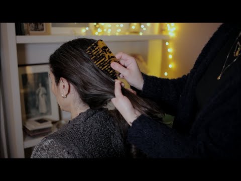 ASMR Real Person Hair Play Session ✨ Hair-brushing & Combing ⚬ Neck & Scalp Massage ⚬ Braiding ⚬