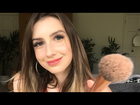 ASMR Close up personal attention | face brushing, positive affirmations, hand movements