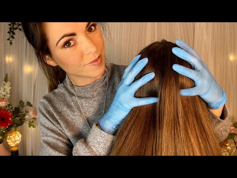 [ASMR] Real Person Scalp Check & Treatment (Massage, brushing, scratching, gloves) ♡