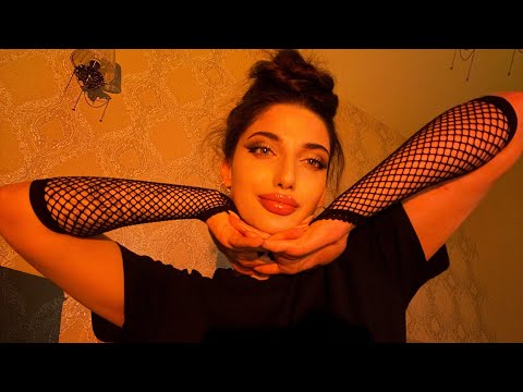 ASMR: FISHNET GLOVES SCRATCHING with Mouth Sounds