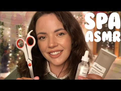 ASMR Spa Roleplay | Skincare, Lotion, Eyebrows, Haircut, Personal Attention