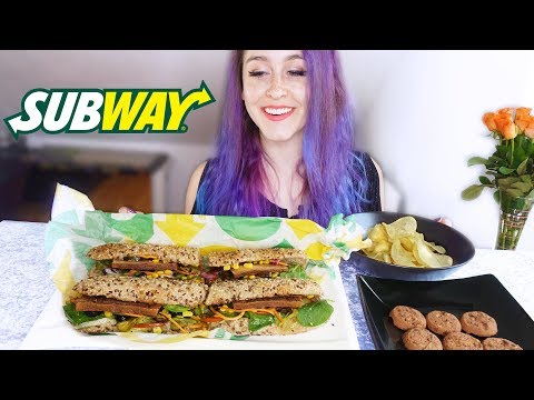 Subway Veggie Tofu Sandwiches Mukbang | Full Face Eating Show 🥖🥪🍪