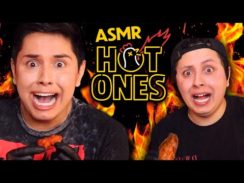 ASMR | Flaming Hot Wings Challenge & Answering Your Questions w/ My Brother! (Hot Ones)