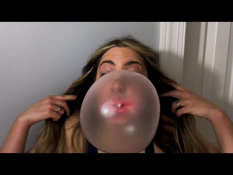 ASMR Close Up Gum Chewing and Bubble Blowing | Bubblicious Watermelon | Some Whispering
