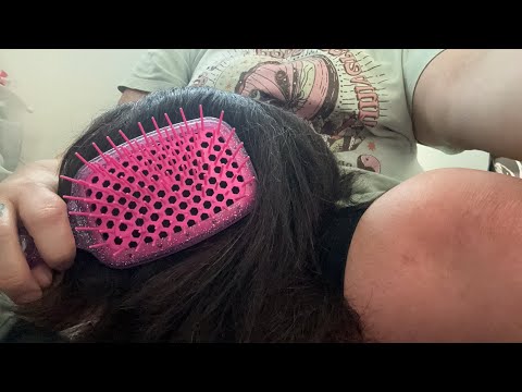 ASMR| Hair play, hair brushing & some scalp massage while you lay your head on my lap- 💤