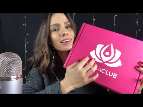 ASMR- Yoga Club Unboxing. Tapping, Crinkling, & Fabric Sounds + Whispering