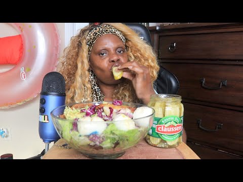 PICKLES BIG BOWL SALAD ASMR EATING SOUNDS