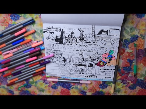 Mexico City ASMR Coloring Vibrant Double Ended Markers / Chewing Trident Gum