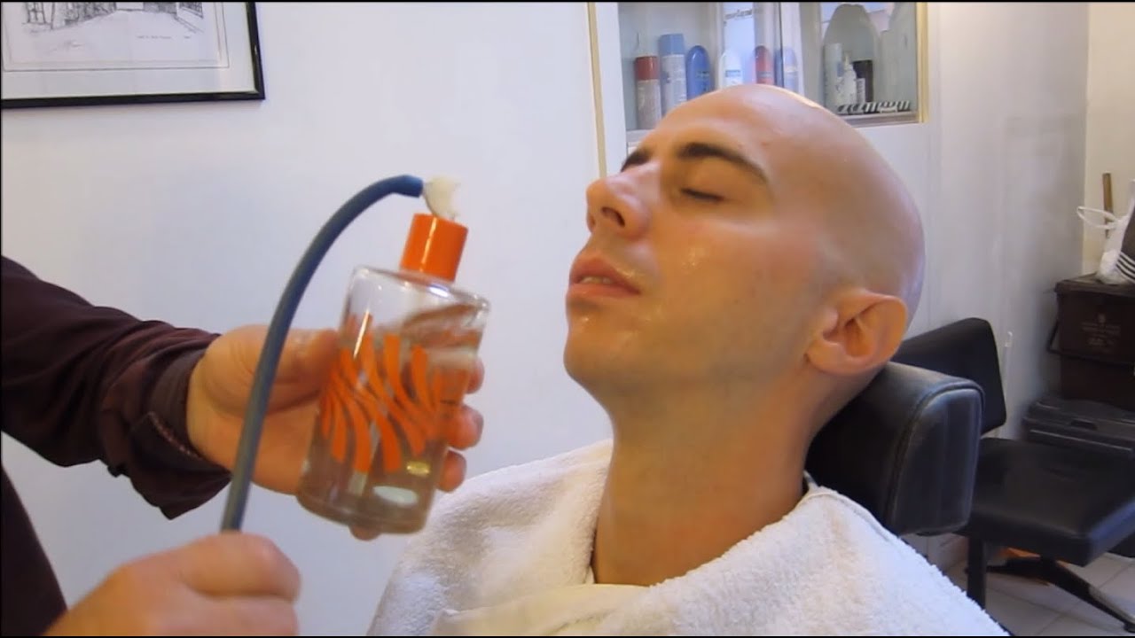 Traditional Italian barber face shave - no speaking ASMR video