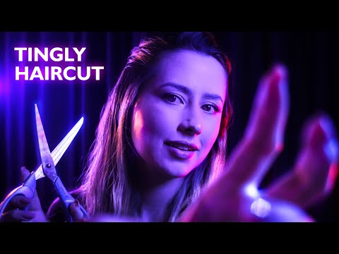 ASMR GIVING YOU A TINGLY HAIRCUT ✨ RELAXING MOVEMENTS, SCISSORS SOUNDS, MOUTH SOUNDS AND WHISPERING