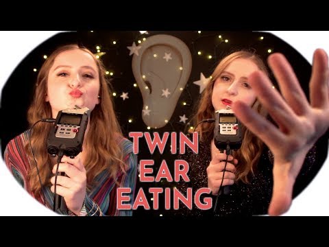 ASMR Twin EAR EATING 💗 Mouth Sounds 🌟Breathing