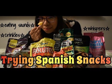 ASMR WHISPERS: Spanish Snack Tasting 🍿🍪 | + Lots of BINAURAL Crinkling & Crunching!