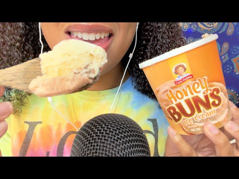 ASMR | Little Debbie Honey Buns Ice Cream 🍨 👁👄👁 | Taste Test