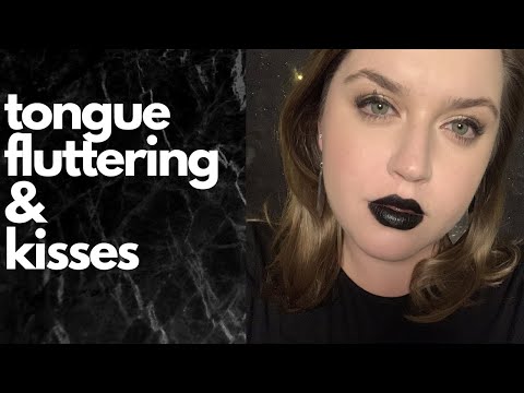 ASMR || Black Lipstick Tongue Fluttering and Kisses