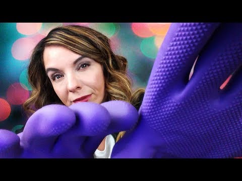 ASMR - Rubber Gloves - Hand rubbing - Camera touching - Whispering