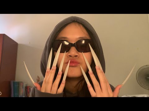 ASMR GLASSES TAPPING W/ EXTREMELY LONG NAILS