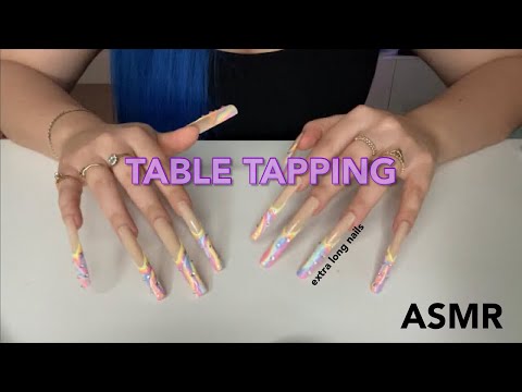 ASMR table tapping with long nails 💚 ~looped twice~ | No Talking
