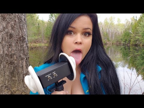 ASMR Ear Eating & Mouth Sounds Outdoors 🌲 and Nature Sounds 🌲