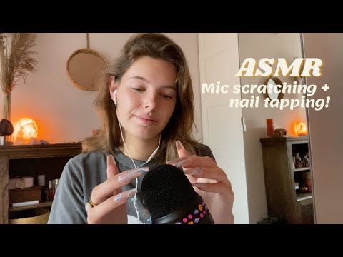ASMR mic scratching with long nails! (nail tapping, scratching mic, no cover)