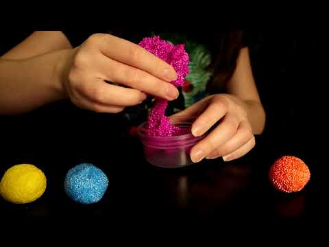 ASMR playing with foam clay on and off your ears // sticky sounds