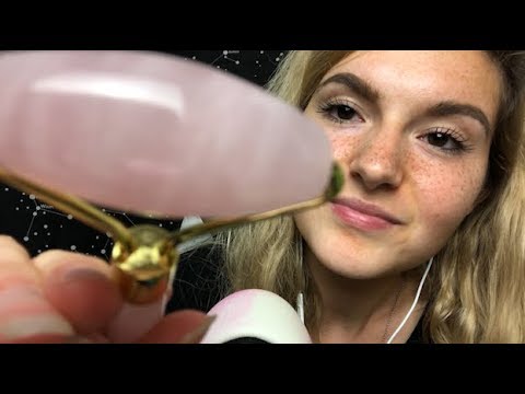 ASMR FACE ROLLER MASSAGE 60 FPS // Personal Attention & Whisper Ramble