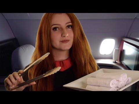 ASMR First Class Flight Attendant Roleplay with Safety Demonstration