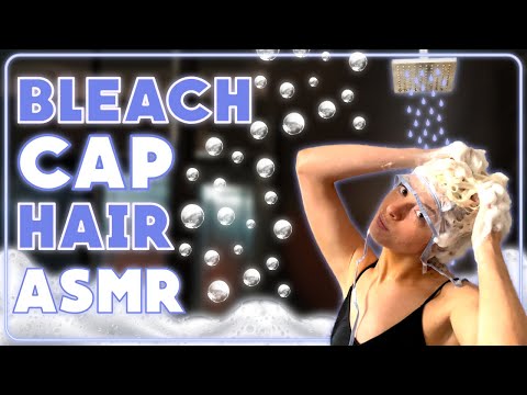 [ASMR] Hair Bleach Cap | Hair Toning | Dying My Hair | Shower Hair Sounds!
