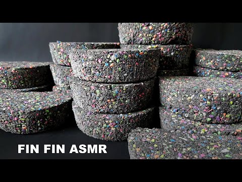 ASMR : Crumbling Colorful Stones with Black Sand in Water #329