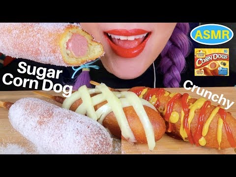 ASMR 설탕 핫도그 리얼사운드 먹방| CORN DOG W/ SUGAR, CHEESE. CRUNCHY EATING SOUND|CURIE. ASMR