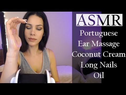 ASMR - Ear Massage + Portuguese whispers/Massagem nas orelhas + Sussurros