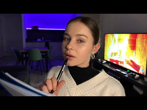 ASMR Study With Me 📚 With Breaks✨|  Inaudible Whispers, Tapping, Paper Sounds, Scribbling, Lipgloss