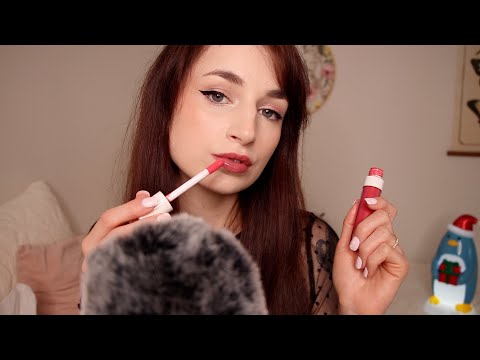 ASMR | Lipgloss Collection Try On 💋 nail tapping, tongue clicking, mouth sounds