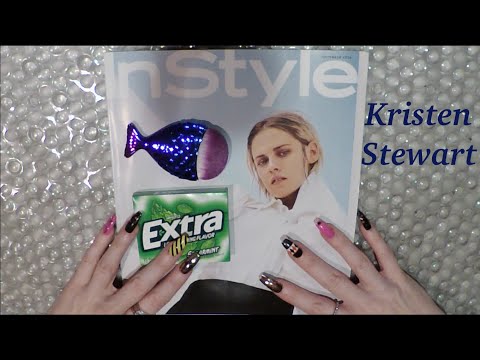 ASMR Gum Chewing Magazine Flip Through | Kristen Stewart | Tingly Close Whisper