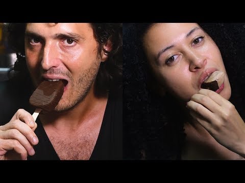 ASMR 1HR Couples Chocolate Ice Cream Bars (Crunchy + Soft Eating Sounds) BINAURAL