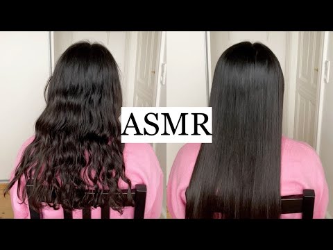 ASMR | CURLY TO STRAIGHT - BEAUTIFUL HAIR TRANSFORMATION 🤍 (hair play, no talking)