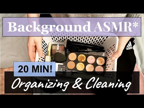 BACKGROUND ASMR: Organizing & Cleaning w Rain Sound! 💧 20 MIN "Friend is Cleaning while You Sleep" 🤫