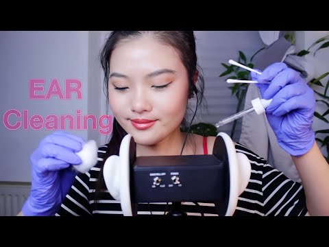 ASMR - Relaxing Ear Cleaning with Gloves Sounds & Soft Whispering