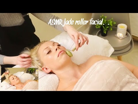 ASMR Stress relieving facial with Jade Roller | scalp & neck massage (soft spoken)