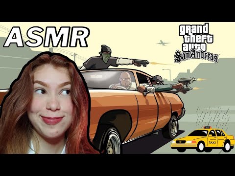 ASMR Jogando Grand Theft Auto: San Andreas 🚖 ( sussurros, noite chuvosa com tempestade) - Ruiva ASMR