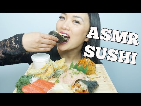 ASMR SUSHI CONE + SASHIMI + VEGGIE TEMPURA (EATING SOUNDS) | SAS-ASMR