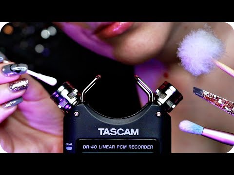 ASMR Tascam Tingly Ear Cleaning ✨ Mic Tapping, Tweezers, Q-Tips, Brushing, Feather Pick ✨ NO TALKING