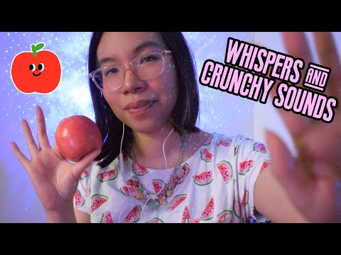 ASMR EATING A CRUNCHY APPLE (WHISPERS, MOUTH SOUNDS & LIP SMACKING) 🍎👄[Request]