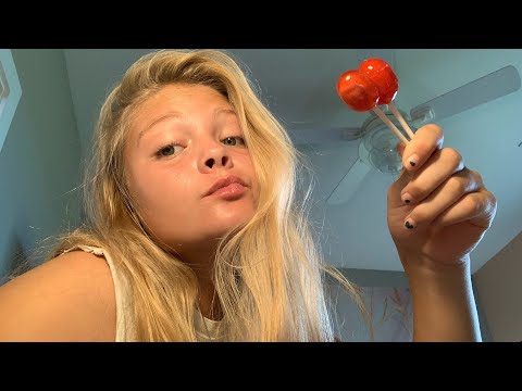 ASMR lollipop and bubble gum chewing